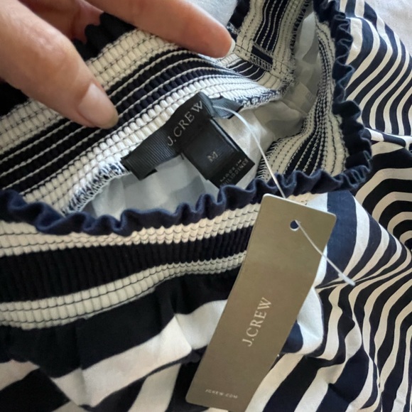 JCREW, NWT, off shoulder stripped blouse, navy blue, size M - Picture 3 of 4